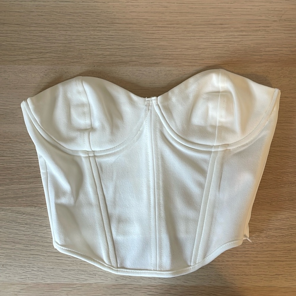 COPY - White ZARA strapless corset top, size small. New with tags!